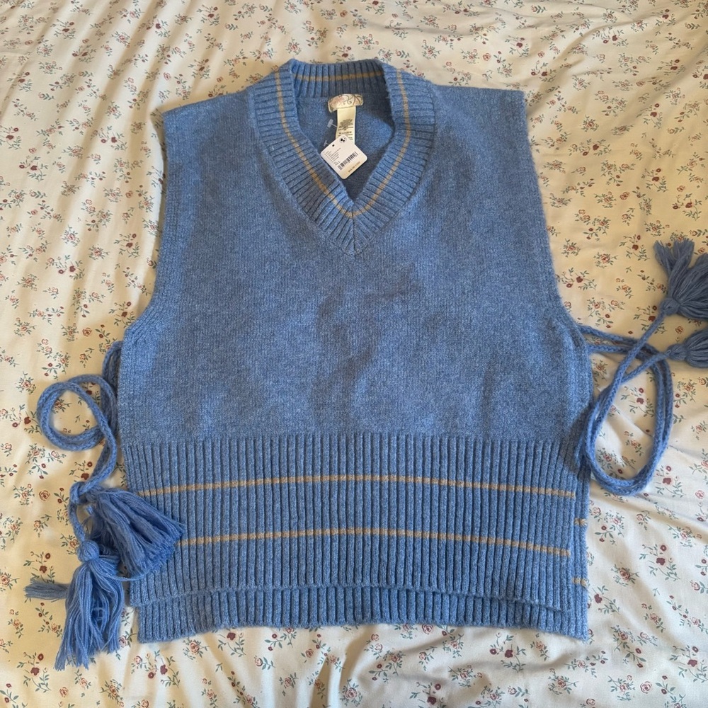 SOLD NWT Free People All Star Stripe Poncho in Blue